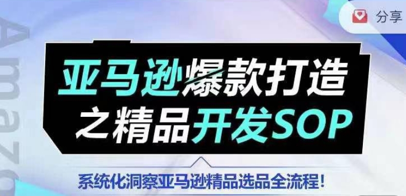 【训练营】亚马逊爆款打造之精品开发SOP，系统化洞察亚马逊精品选品全流程-88共享