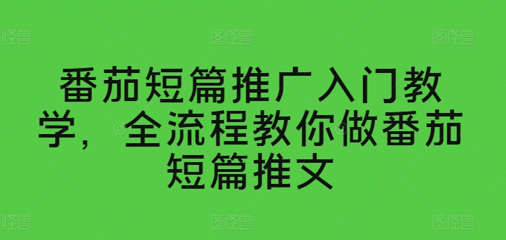 番茄短篇推广入门教学，全流程教你做番茄短篇推文-88共享