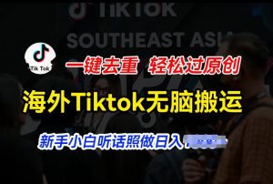 海外Tiktok短视频无脑搬运,一键去重轻松过原创,新手小白听话照做日入几张【揭秘】-88共享
