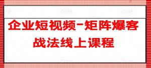 企业短视频-矩阵爆客战法线上课程-88共享