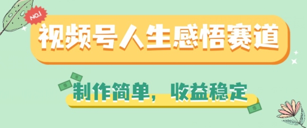 视频号人生感悟赛道，制作简单，收益稳定【揭秘】-88共享