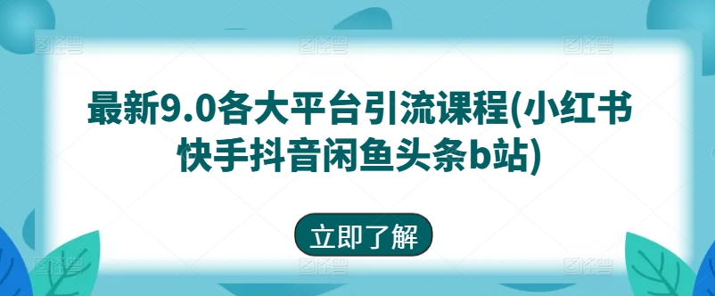 最新9.0各大平台引流课程(小红书快手抖音闲鱼头条b站)-88共享