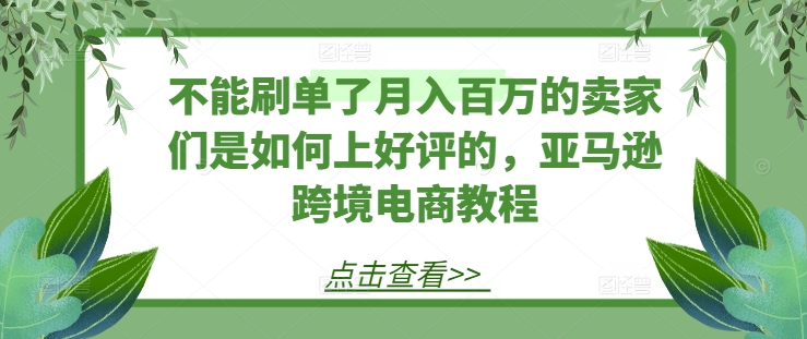 不能刷单了月入百万的卖家们是如何上好评的，亚马逊跨境电商教程-88共享