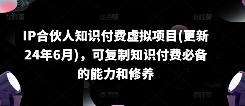 IP合伙人知识付费虚拟项目(更新24年6月)，可复制知识付费必备的能力和修养-88共享