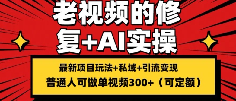 修复老视频的玩法，搬砖+引流的变现(可持久)，单条收益300+【揭秘】-88共享