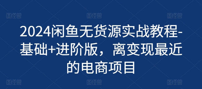 2024闲鱼无货源实战教程-基础+进阶版，离变现最近的电商项目-88共享