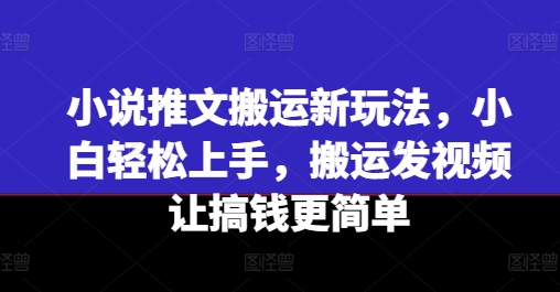 小说推文搬运新玩法，小白轻松上手，搬运发视频让搞钱更简单-88共享