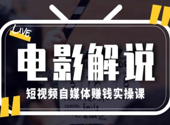 电影解说短视频自媒体赚钱实操课，教你做电影解说短视频，月赚1万-88共享