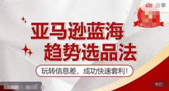 【训练营】亚马逊蓝海趋势选品法，玩转信息差，成功快速套利-88共享