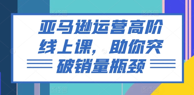 亚马逊运营高阶线上课，助你突破销量瓶颈-88共享