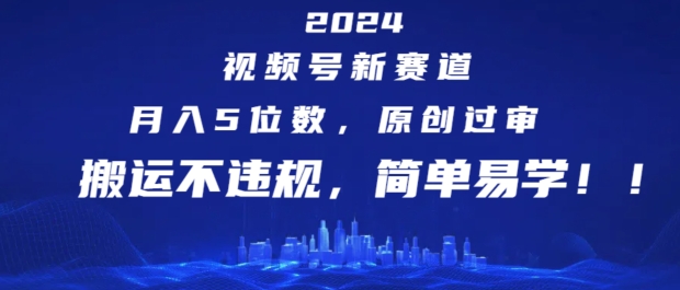 2024视频号新赛道，月入5位数+，原创过审，搬运不违规，简单易学【揭秘】-88共享