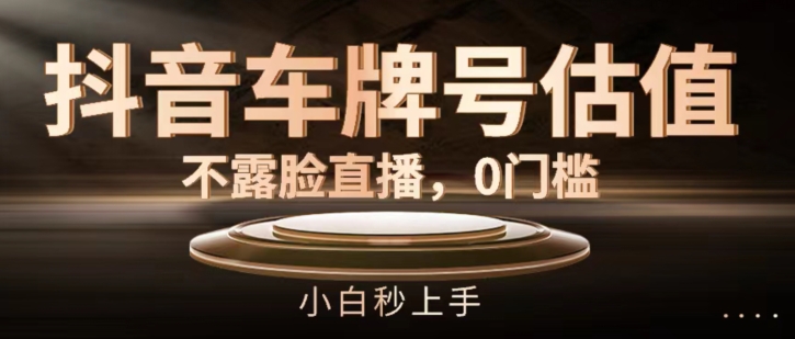 抖音车牌号估值，不露脸直播，0门槛，小白秒上手【揭秘】-88共享