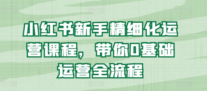小红书新手精细化运营课程，带你0基础运营全流程-88共享