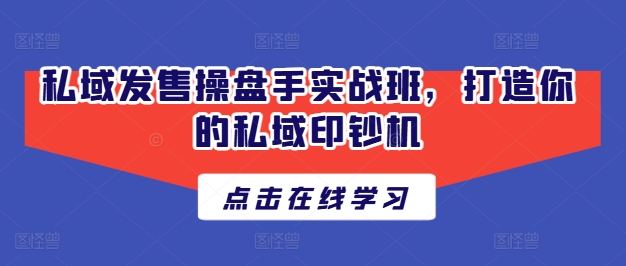 私域发售操盘手实战班，打造你的私域印钞机-88共享