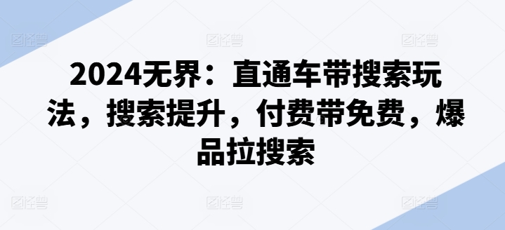 2024无界：直通车带搜索玩法，搜索提升，付费带免费，爆品拉搜索-88共享