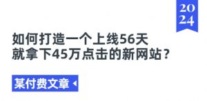 某付费文章《如何打造一个上线56天就拿下45万点击的新网站?》-88共享