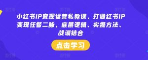小红书IP变现运营私教课，打通红书IP变现任督二脉，底层逻辑、实操方法、战训结合-88共享