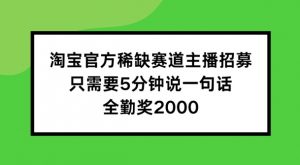 淘宝官方稀缺赛道主播招募 ,只需要5分钟说一句话, 全勤奖2000【揭秘】-88共享