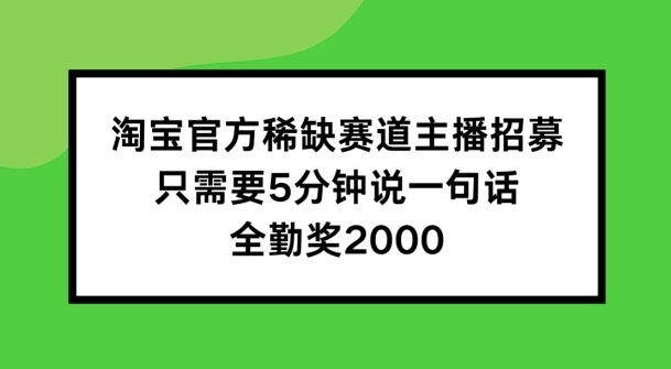 淘宝官方稀缺赛道主播招募 ，只需要5分钟说一句话， 全勤奖2000【揭秘】-88共享