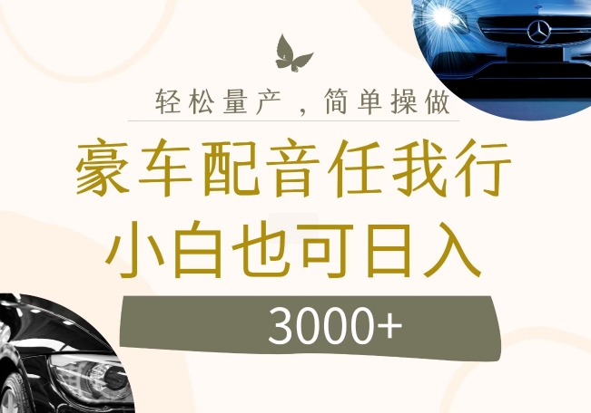不为人知的暴力小项目，豪车配音，日入几张【揭秘】-88共享