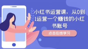 小红书运营课,从0到1运营一个赚钱的小红书账号-88共享