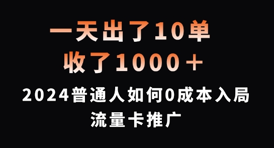 一天出了10单，收了1000+，2024普通人如何0成本入局流量卡推广【揭秘】-88共享
