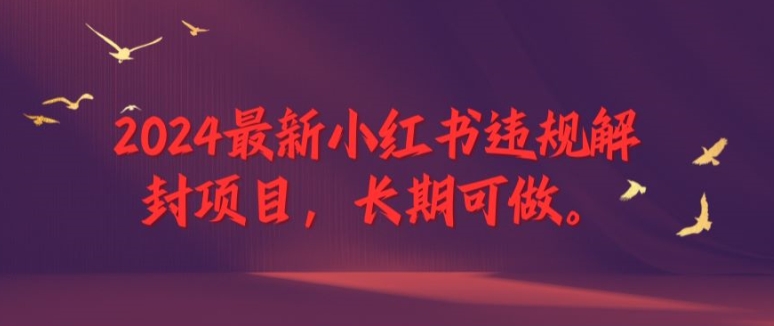 2024最新小红书违规解封项目，长期可做，一个可以做到退休的项目【揭秘】-88共享