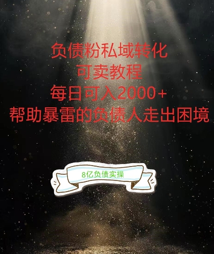 负债粉掘金计划，帮助负债者解决问题，债务规划，债务重组，最好的变现方式【揭秘】-88共享