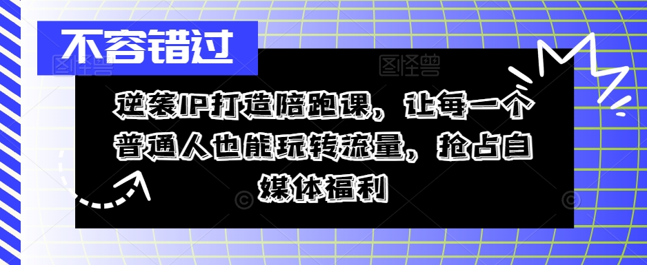 逆袭IP打造陪跑课，让每一个普通人也能玩转流量，抢占自媒体福利-88共享