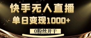 0粉丝开干，快手无人直播，单日变现1k+【揭秘】-88共享