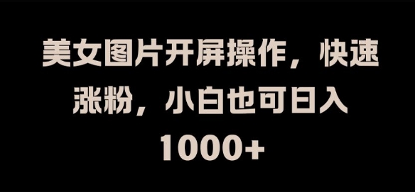 美女图片开屏操作，快速涨粉，小白也可日入1k【揭秘】-88共享