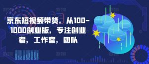 京东短视频带货,从100-1000创业版,专注创业者,工作室,团队-88共享