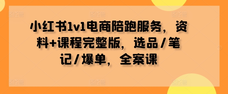 小红书1v1电商陪跑服务，资料+课程完整版，选品/笔记/爆单，全案课-88共享