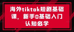 海外tiktok短剧基础课,新手0基础入门认知必学-88共享