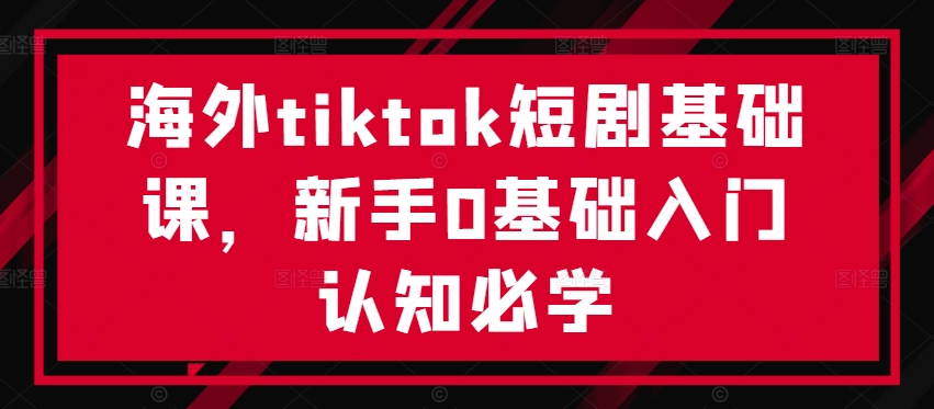 海外tiktok短剧基础课，新手0基础入门认知必学-88共享