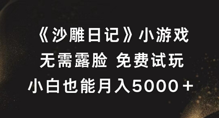 《沙雕日记》小游戏，无需露脸免费试玩，小白也能月入5000+【揭秘】-88共享