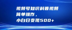 视频号知识科普视频,简单操作,小白日变现500+【揭秘】-88共享