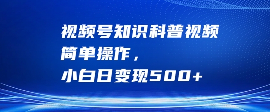 视频号知识科普视频，简单操作，小白日变现500+【揭秘】-88共享