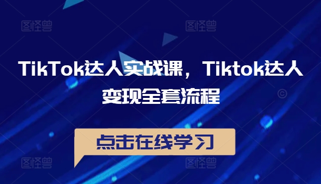 TikTok达人实战课，Tiktok达人变现全套流程-88共享