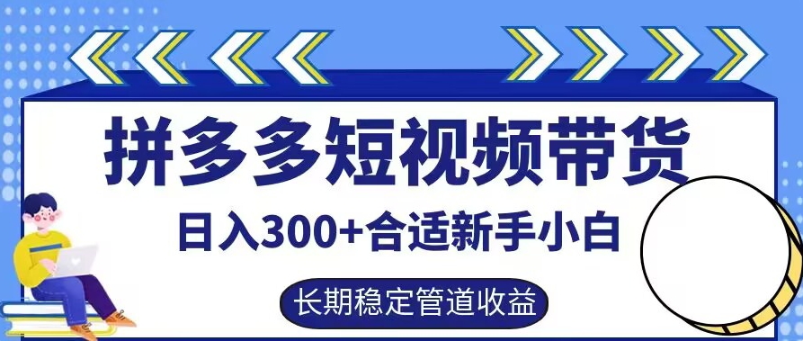 拼多多短视频带货日入300+有长期稳定被动收益，合适新手小白【揭秘】-88共享