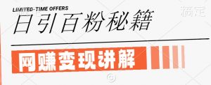 最新闲鱼引流创业粉,日引100+,网创项目虚变现讲解【揭秘】-88共享