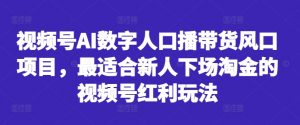 视频号AI数字人口播带货风口项目,最适合新人下场淘金的视频号红利玩法-88共享