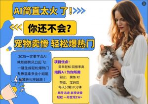 小红书AI宠物卖惨打工项目,一键生成轻松爆热门,专撩温柔多金小姐姐,私域转化率超高-88共享