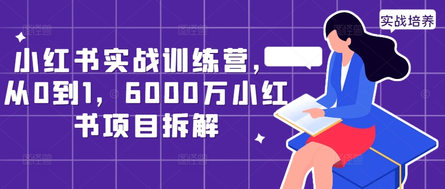 小红书实战训练营，从0到1，6000万小红书项目拆解-88共享
