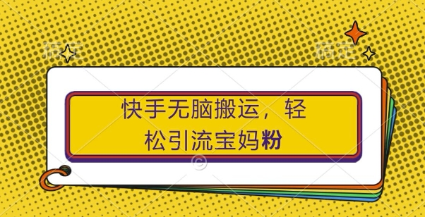 快手无脑搬运，轻松引流宝妈粉，纯小白轻松上手【揭秘】-88共享