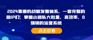 2024靠谱的战略发售体系，一套完整的助IP们，掌握小团队大批量，高效率，0 强销的运营系统-88共享