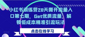 小红书训练营28天撕开流量入口第七期,Get优质流量,解锁低成本精准引流玩法-88共享