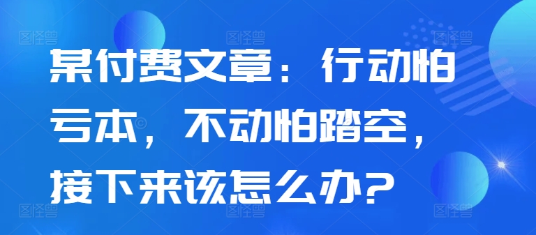 某付费文章：行动怕亏本，不动怕踏空，接下来该怎么办?-88共享