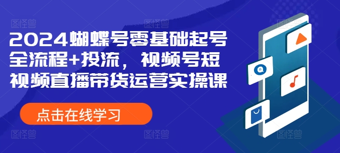 2024蝴蝶号零基础起号全流程+投流，视频号短视频直播带货运营实操课-88共享
