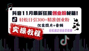 抖音11月最新狂揽创业粉秘籍,轻松日引300+精准创业粉,仅需图片+音频,轻松搞定创业类视频-88共享